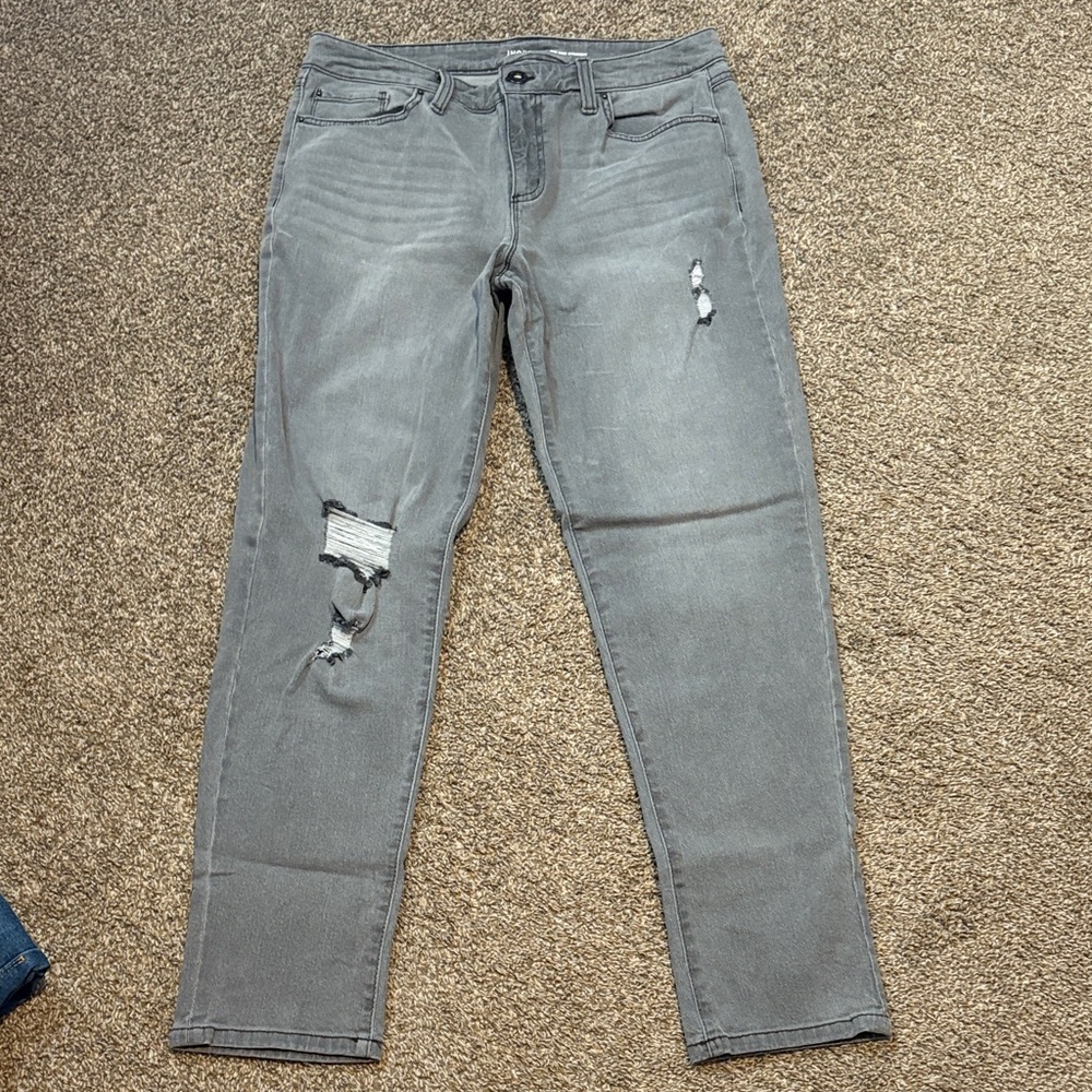 INC International Concepts Gray Ripped Skinny Jeans